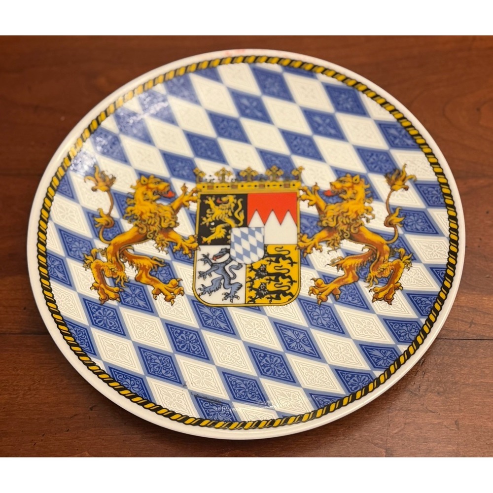 Vintage TK Bavaria Collector Plate German Coat of Arms Blue & White